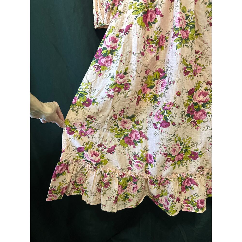 Aratta Silent Journey Artisan Maxi Floral Dress XS Pink Coquette Cottagecore - Picture 5 of 16